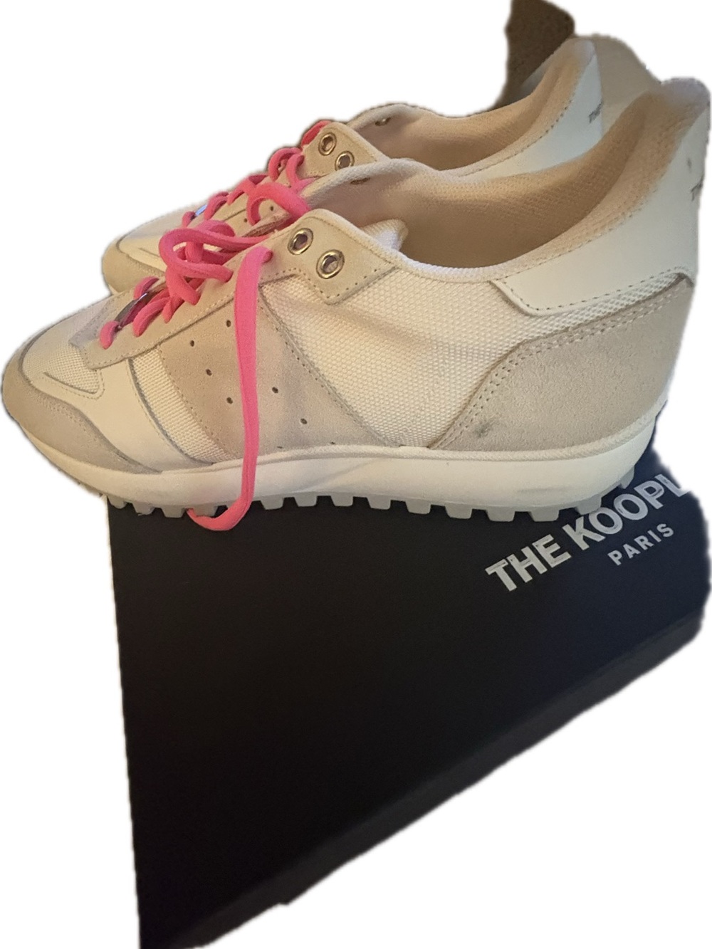 The Kooples White Sneakers with Pink Laces - Picture 1 of 5